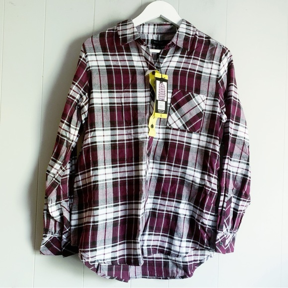 WELL WORN Ladies' Flannel Button-Up Shirt Berry Plaid
Size Small - Picture 3 of 5